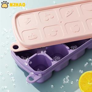 【N2HAO】 1Pc 8 Cell Food Grade Silicone Mold Ice Grid With Lid Ice Case Tray Making Mould Ice Storage Box Reusable DIY Kitchen Gadget