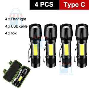 T6 Mini Portable Zoomable Strong LED Flashlight USB Rechargeable Torch Lantern 3 Lighting Modes Outdoor Emergency Camping