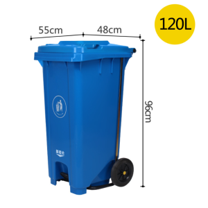 ถังขยะพลาสติกHDPE 120L มีที่เหยียบเปิดฝา ไม่ต้องสัมผัส มีล้อ ถังขยะนอกบ้าน มีหลายสี เหนียว ทนทาน