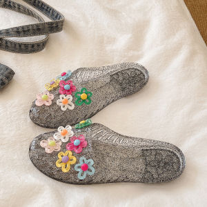 [Free Shipping] Womens Summer Korean Style Fashionable Cute Floral Colorful Versatile Flat Sandals for Students and Mothers