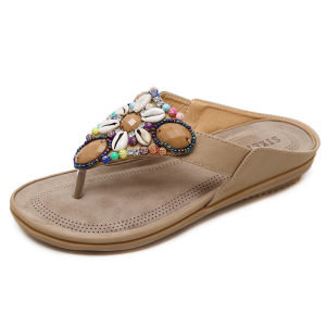 Womens fashion beaded Slippers bohemian casual beach sandals flip flops