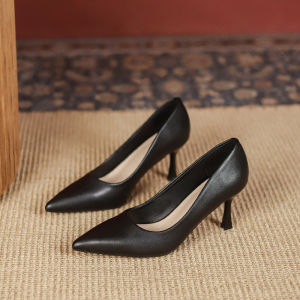 Free Shipping Professional Black High Heels For Women New Style Thin Heels Pointed Toe Shallow Mouth Suitable For Commuting Wide And Thick Feet Work Shoes Elegant Single Shoes