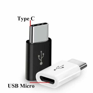 2pcs Micro USB Female to Type C Male Adapter Converter Micro-B to USB-C Connector