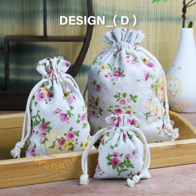 Wahaha Cotton Drawstring Bag Art Style Pouch Bag Jute Bag Jewellery Bag Gift Bag Linen Burlap Bag Beg Guni Uncang Emas 收納袋 麻布袋