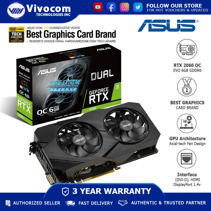 ASUS Dual GeForce RTX™ 2060 OC edition EVO 6GB GDDR6 Gaming ...