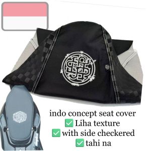 Yamaha Mio Fazzio WHITE indo concept seat cover Liha texture with side checkered tahi makapal