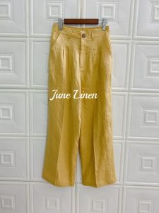 JUNE LINEN P02. Quần dài ống suông LINEN PHÁP. Chất vải xịn nhất của Linen. Lưng cao