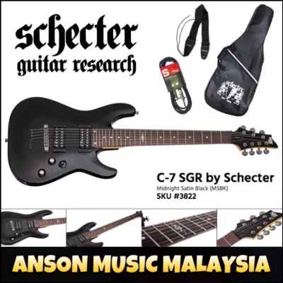 Schecter C-7 SGR 7-String Electric Guitar Midnight Satin Black (C7 / C7SGR)