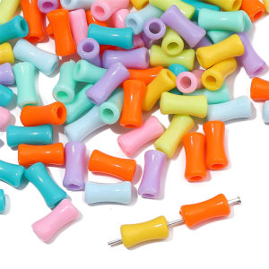 ลูกปัดอะคริลิคสีทึบรูปข้อต่อไม้ไผ่ขนาด11มม. 50-100ชิ้นสำหรับเครื่องประดับทำสร้อยคอมือสร้อยคอ DIY