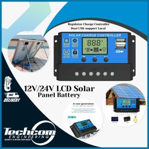 Dual USB 12V/24V Solar Charge Controller with LCD Display