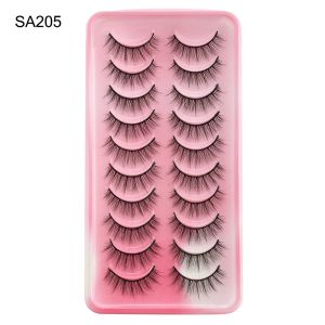 BK6H 10 Pairs Wispy Fluffy Dramatic Cat-Eye Makeup Fairy Clusters Anime Lashes Mink Lashes Cosplay Lashes Manga Lashes
