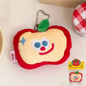 3PCS Cute Apple Plush Toy Keychain Cartoon Apple Soft Stuffed Doll Pendant Car Keyring Backpack Bag Decor Kid Gift