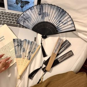 MODERNLUX Chinese Style Folding Fan Photo Prop with Tassel Dancing Fans Vintage Art Craft Woman Fans Gifts