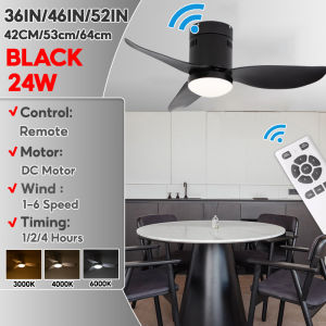 LED Ceiling Fan 36“/46"/52" with remote control DC motor 3 color Light