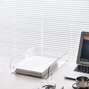 GONUUWGL File Organizer A4 File Storage Tray Desktop Organizer Papers Rack Stackable File Rack Simple Transparent Home Office Supply