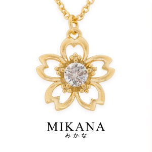 Mikana Petal Charm 14k Gold Plated Nana Pendant Necklace Accessories Jewelry For Women flower rhinestone box chain