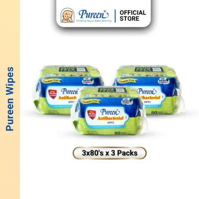 Pureen Antibacterial Hygiene Wipes 3x80s x 3 packs (Bundle Sale)