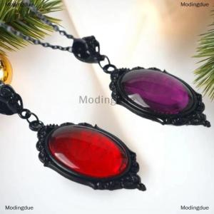 [COD] Modingdue Vampire Bat Necklace Blood Cameo Purple Gothic Jewelry Black Bat Witch Accessories Pagan Alternative Vintage Choker Man
