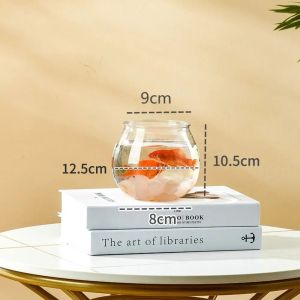 FFBH Home Decor Clear Transparent Round Fish Tank Plastic Small Fish Bowl Portable creative Desktop Aquarium Bowl Home B8T9H