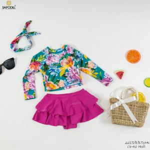 Set đồ bơi hai mảnh tay dài họa tiết cho bé