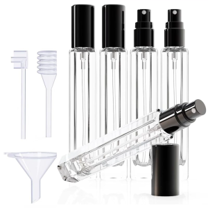 5PCS Glass Atomizer Set Leakproof Travel Sprayers Bottle Includes Refilling Accessories Fragrances Container