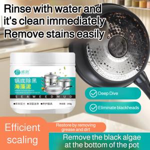 Free Gloves And Brushes🔥Kitchen Cleaner Seaweed Black Scale Degreaser Pot Bottom Black Dirt Cleaner Removes Black Burnt Kitchen Degreasing Stains Mud Film Cleaner 锅底黑垢清洁海藻泥