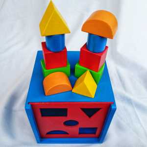 Mainan Kayu Edukasi Anak Kotak Pas MDF Balok Kayu Geometri Montessori Toys