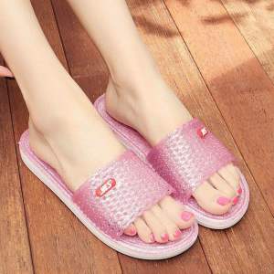 [Free Shipping] New Summer Crystal Plastic Slippers For Women Indoor Flat-Soled Soft Non-Slip Odor-Resistant Fashionable Versatile And Suitable For Outdoor Wear