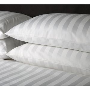 HOTEL QUALITY SATIN WHITE STRIPE SATIN PILLOWCASES OVERLAP WITH ZIPPER CANADIAN COTTON BY PC ONLY♥