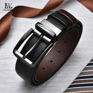 LouisWill Men Belts Double Color Leather Belt Second-layer Cowhide Leather Pin Buckle Belt 120cm Adjustable Length Dress Belts for Men with Classic Buckle Vintage Jeans Belt for Men