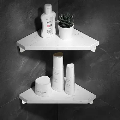 Nordic Bathroom Triangle Corner Shelf Basket Light Luxury Natural Marble Rack Shower Storage Rack