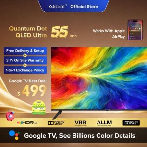 Airbot Quantum Dot Ultra QLED TV | 65 inch 4K HDR | Google AI TV | Dolby Vision | Inbuilt Chromecast | Meeting Mode | Screen Mirror | Immersive Sound System