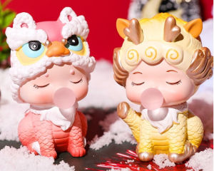 Bộ Tượng thạch cao tô màu ( Gồm 2 con) hình Kỳ Lân đực & Kỳ lân cái.