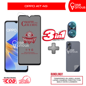 Tempered Glass Oppo A17 4G Anti Gores Spy Matte Privacy Free Camera Lesn dan Skin Carbon