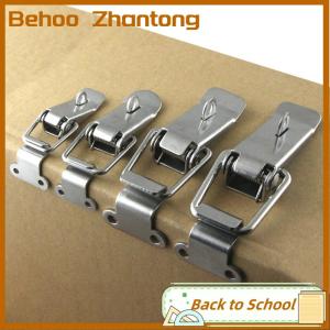 Behoo ที่หนีบสลักล็อกแบบดึงเข้าสปริงทำจากสแตนเลสสีเงินสลักล็อคหัวเข็มขัดแบบปากเป็ด90องศา