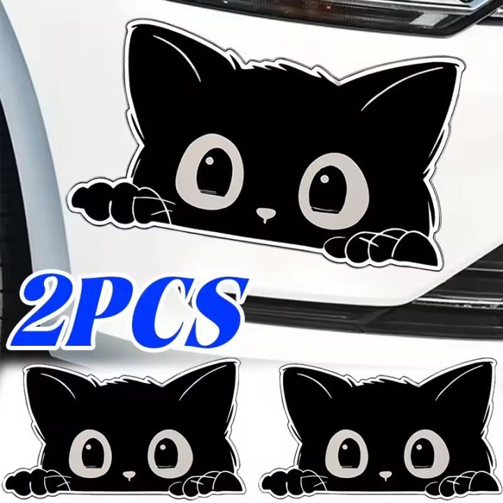2PCS Peeking Black Cat Vinyl Car Sticker Funny Waterproof Decal for ...