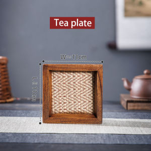 โต๊ะน้ำชาเบาะฉนวนความร้อนถาดรองแก้วด้านล่างขนมขบเคี้ยวผลไม้อบแห้งถาดเก็บผลไม้ไม้เนื้อแข็งหวายไม้ไผ่สานตารางถ้วยชา