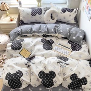 Four Seasons A Maternity-friendly Skin Cotton Four-piece Set 100% Pure Thickened Twill Bed Sheet Double Bed Quilt Cover Dormitory Three-Piece Set LZD