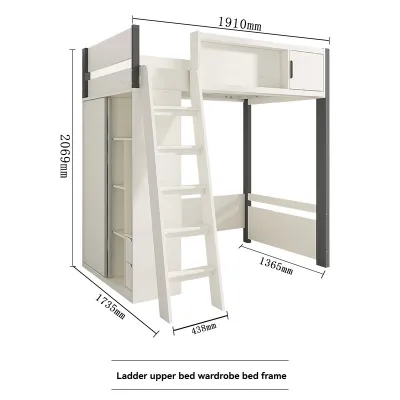 LXE 1.8-meter combination bed with bunk bed and bunk bed small-sized childrens bed high-low bed bunk bed with desk and wardrobe integrated bed