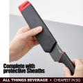 Joseph Joseph 10146 Slice & Sharpen 6  Chef's Knife and 3.5  Paring Knife with Sharpening Protective Sheaths, Black. 