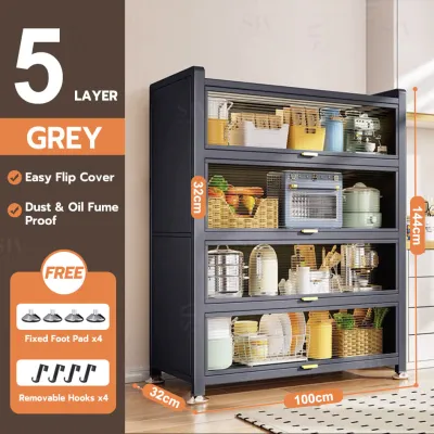 SIV Vintage Rattan Storage Cabinet & Flip-Up Door & Steel Frame & Large Capacity Organizer