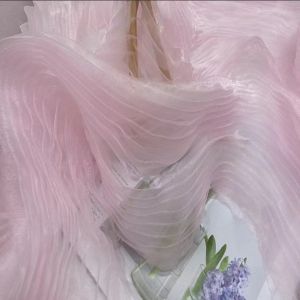 OKONOK 150cm X 1 Yard Organza Pleated Fabric Hardnet Texture Colorful Two-color Three-dimensional Pleated Fabric Costume Three-dimensional Decoration Gradual Change Fabric Childrens Clothing