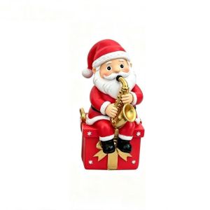 PAXTONE Resin Santa Claus Figurine Creative Cartoon Santa Statue Holiday Accent Festive Christmas Ornament Ornament