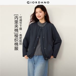 Giordano Women Flat-felled seam round neck padded jacket Free Shipping 05376694