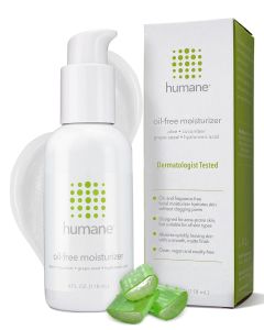 humane Oil-Free Daily Lightweight Face Moisturizer for Acne-Prone Skin Gentle for All Skin Types - With Soothing Antioxidants Like Aloe Vera Hyaluronic Acid Cucumber and Grapeseed - 4 Fl Oz