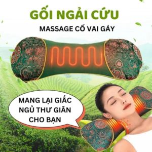 Gối Ngải Cứu Cắm Điện Giảm Đau Vai Gáy Cổ Gối Kê Cổ Thảo Dược Hương Thơm Thảo Mộc