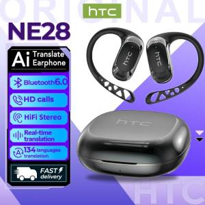 HTC NE28 Al Smart Real-Time Translation Wireless Earphones Bluetooth 6.0 With LED Display Business Earbuds with Mic Waterproof IPX5 ASMR Sports headphones