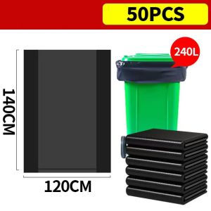 Black Large Trash Bags 30/50/100/120/240L Outdoor Trash Bin Bag–Leak-Proof Easy to Open for All Garbage Cans