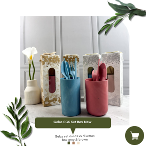 Souvenir Set Gelas & SGS Box Grey / Brown