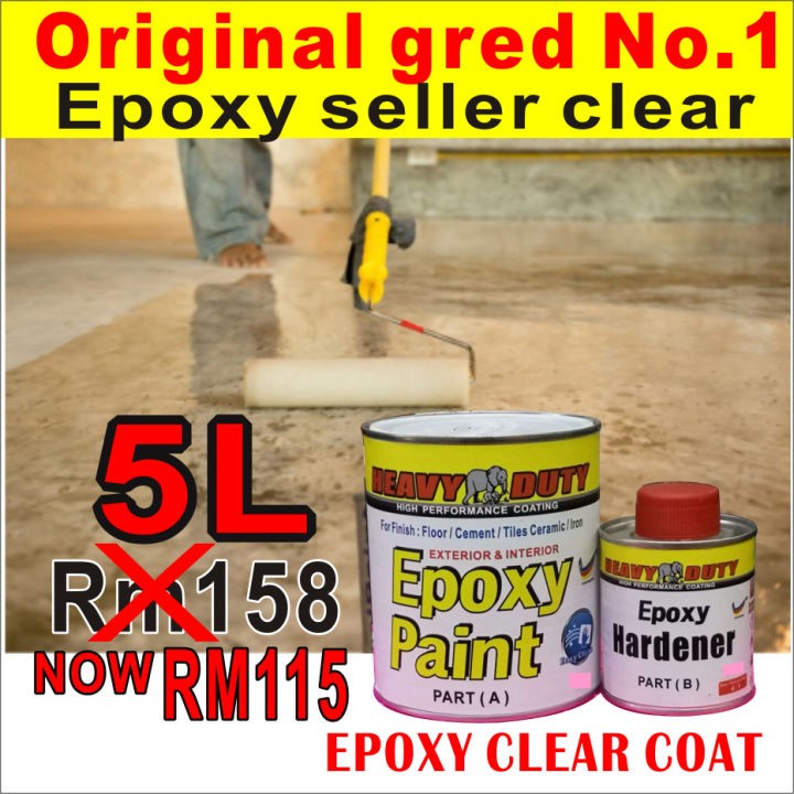 5l Clear Epoxy Heavy Duty Paint Epoxy Floor Paint Cat Epoxy Lantai